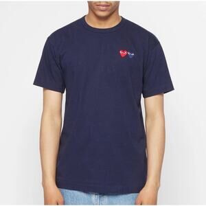 Comme Des Garçon CDG Play Double Heart Eye Logo T-shirt Size X-Large Navy Blue